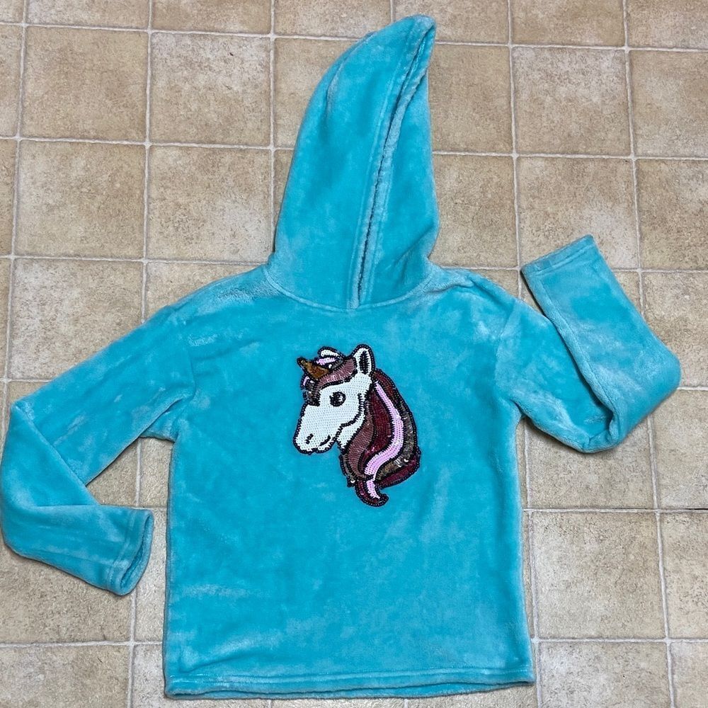 BCBG GIRLS Kids Unicorn Hoodie - Turquoise Size M (10-12)